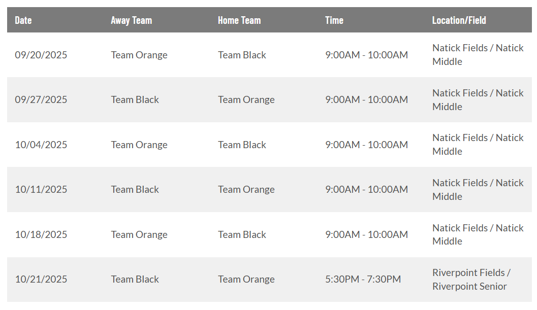 6U Division Schedule